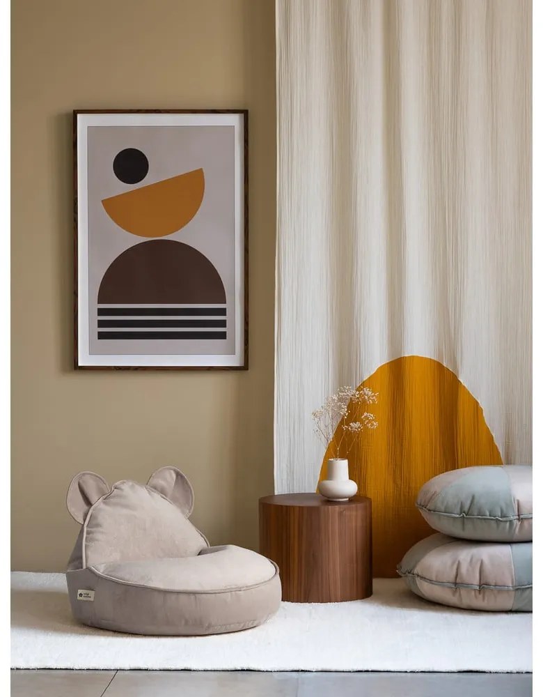 Bézs bársony gyerek babzsákfotel Bear – Wigiwama