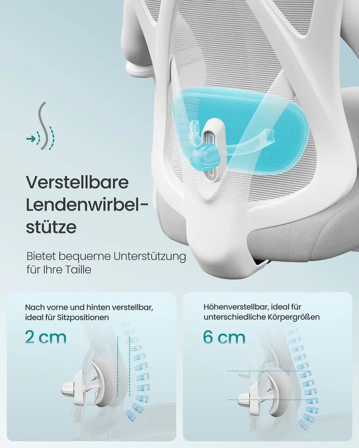 SONGMICS ergonomikus irodai szék, magasságállítható, fehér-szürke