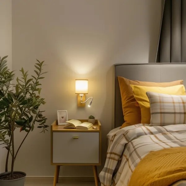 Brilagi - LED Fali lámpa NUBILA WOOD 1xE27/25W/230V +LED/3W tölgy/világosbarna