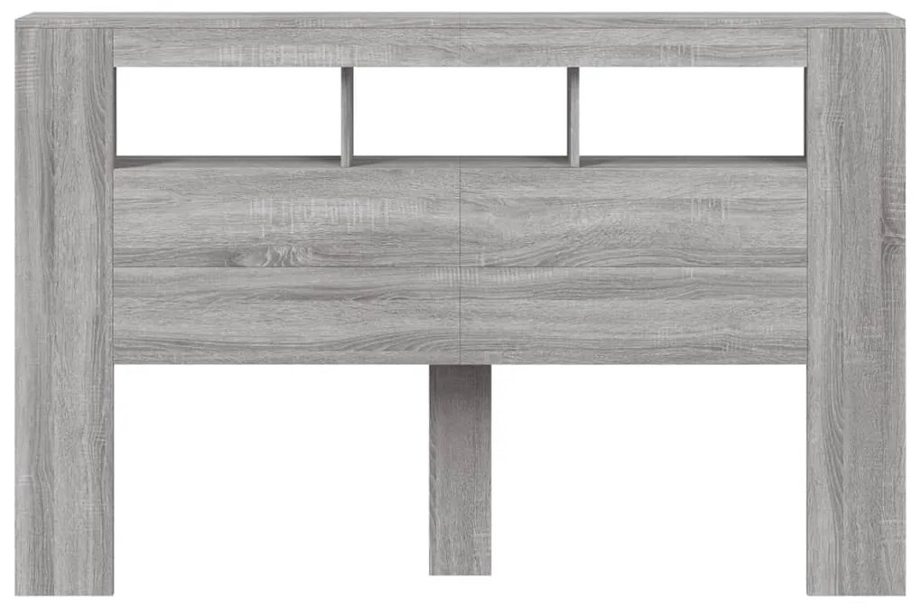 szürke sonoma szerelt fa LED-es fejtámla 160x18,5x103,5 cm