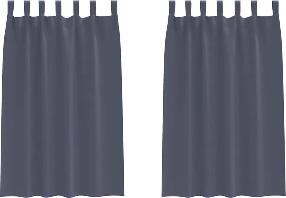 vidaXL Fekete Függöny Gyűrűkkel 2 pcs Antracit 175 x 140 cm Poliészter