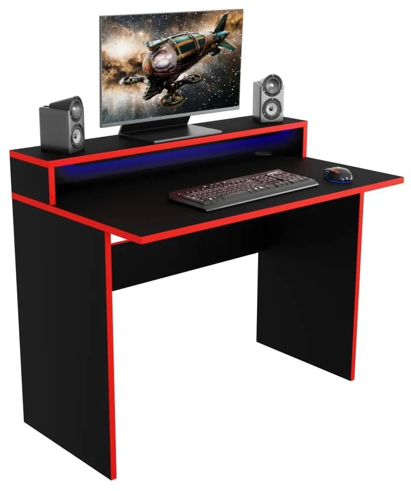 Gamer PC asztal Adapt (fekete + piros) (RGB LED világítással). 1054991