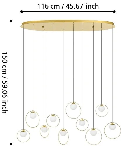 Eglo 390347 - LED Dimmelhető csillár zsinóron PORTOCOLOM 10xLED/3W/230V arany