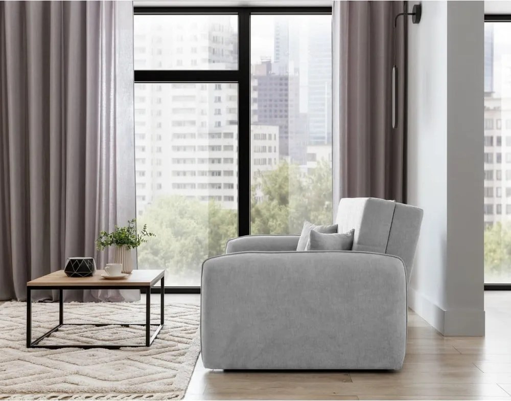 Világosszürke zsenília kinyitható-tárolóhelyes kanapé 155 cm Laine – ELTAP