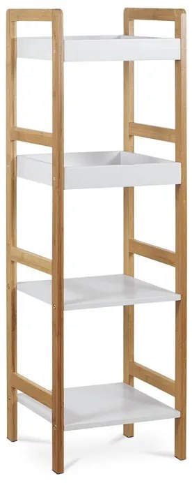 DR-013-4 bambusz tárolóállvány fehér MDF polcokkal, 4 rekeszes