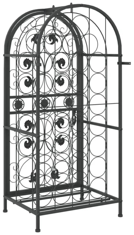 fekete kovácsoltvas bortartó 33 palackhoz 45 x 36 x 100 cm