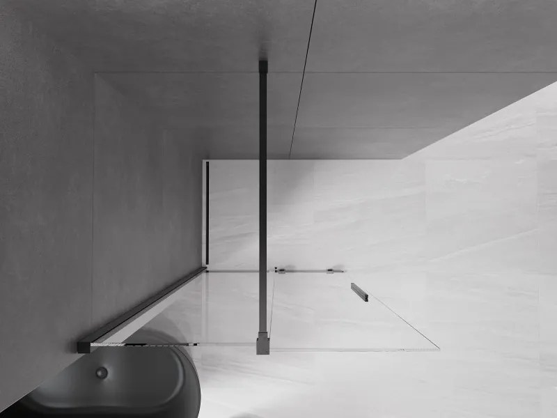 Mexen Velar, nyílásba tolóajtó Walk-In típusú 110 cm, 8 mm átlátszó üveg, fekete matt, 871-110-000-03-70