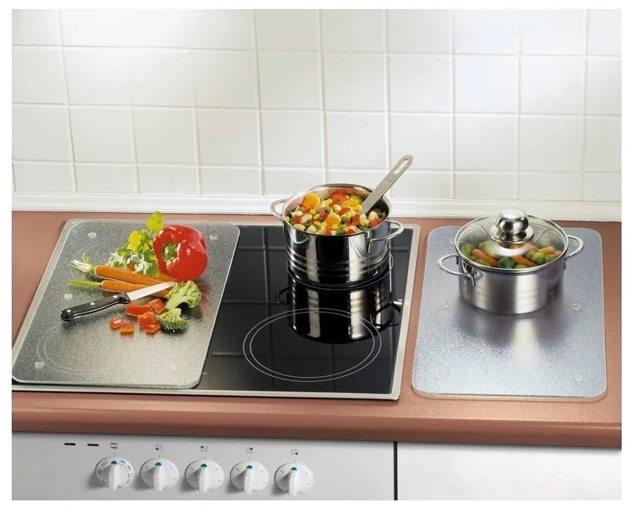 Edzett üveg tűzhely fedőlap szett 2 db-os 52x30 cm Transparent – Allstar