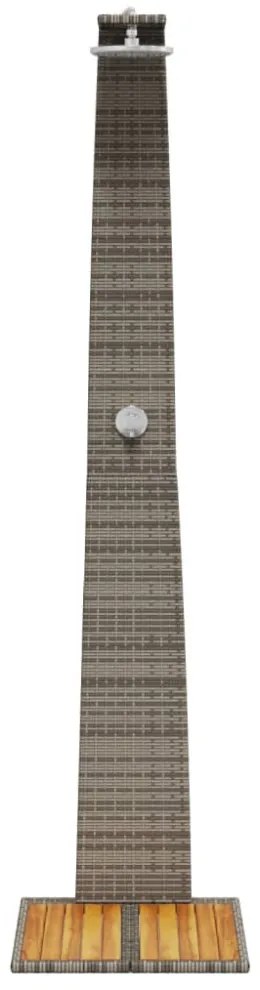 szürke polyrattan és akácfa kültéri zuhanyzó 55 x 60 x 224 cm
