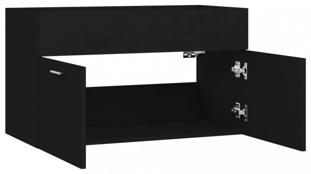 fekete szerelt fa mosdószekrény 80 x 38,5 x 46 cm