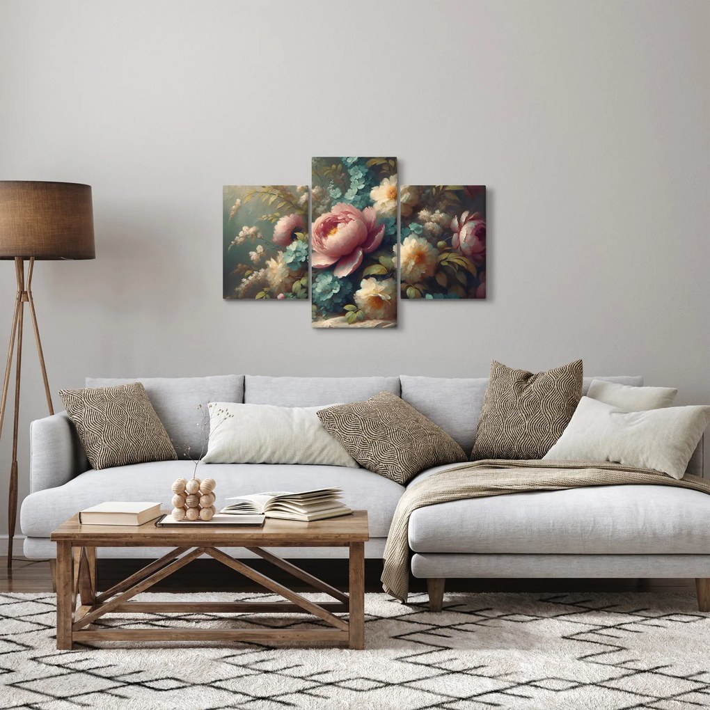 Kép - Természet csendélet virágokkal - festmény (90x60 cm)