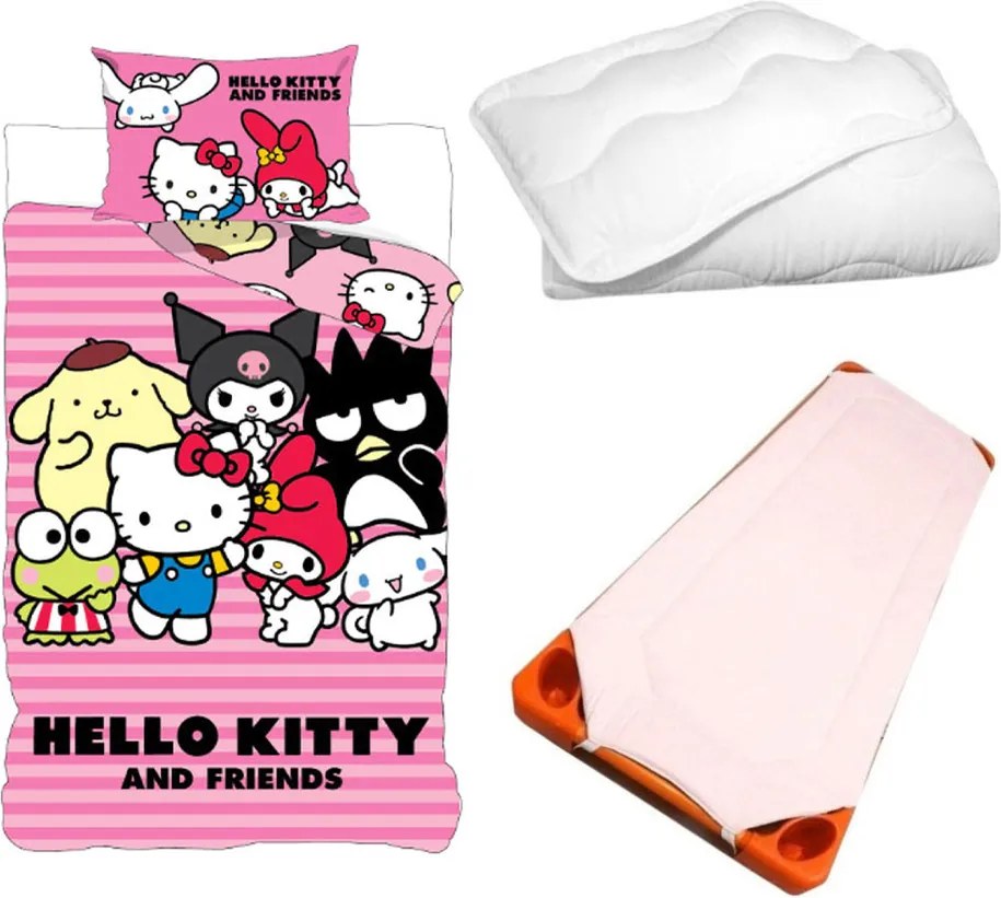 Hello Kitty Friends gyerek, ovis ágyneműhuzat, derékalj és paplan/párna szett 100x135 cm 40x60 cm