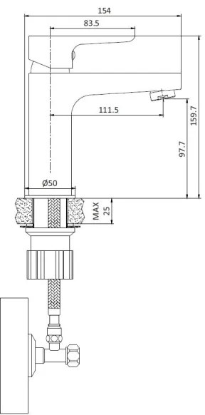 Mosdócsaptelep NAESBY 15,9 cm fényes króm