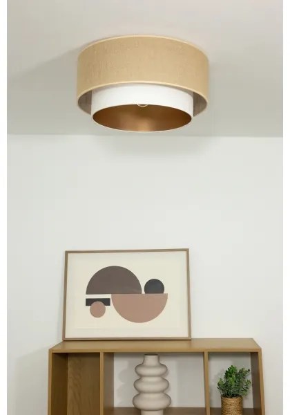 Mennyezeti lámpatest SARTA 1xE27/60W/230V, Ø 45 cm, fehér/juta