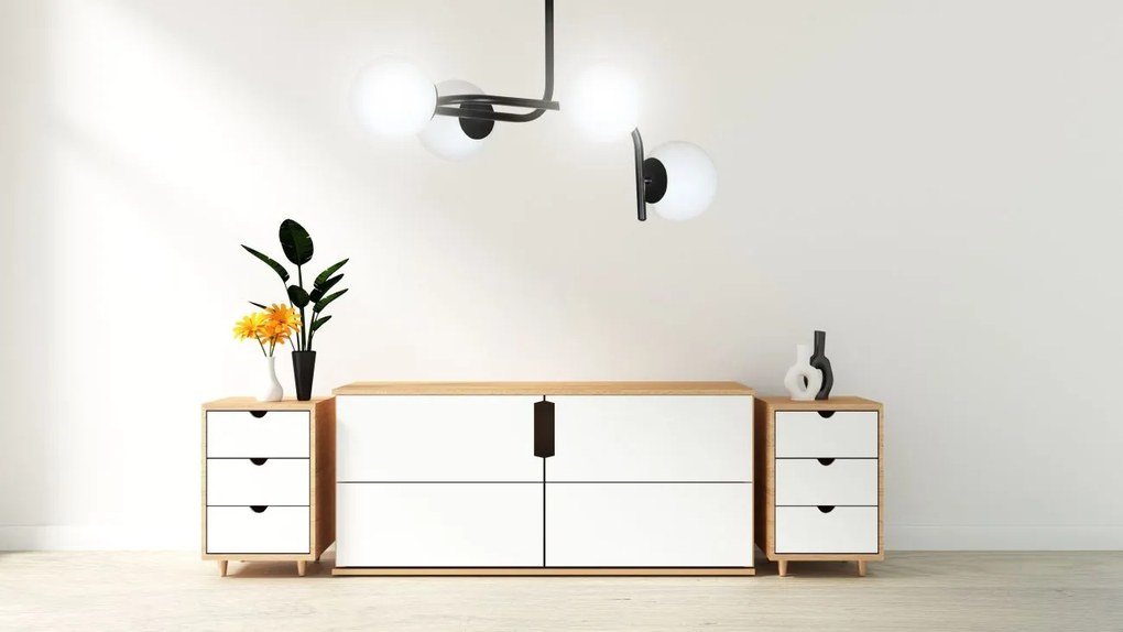 Emibig modern mennyezeti lámpa kalf fekete emi1030/4a