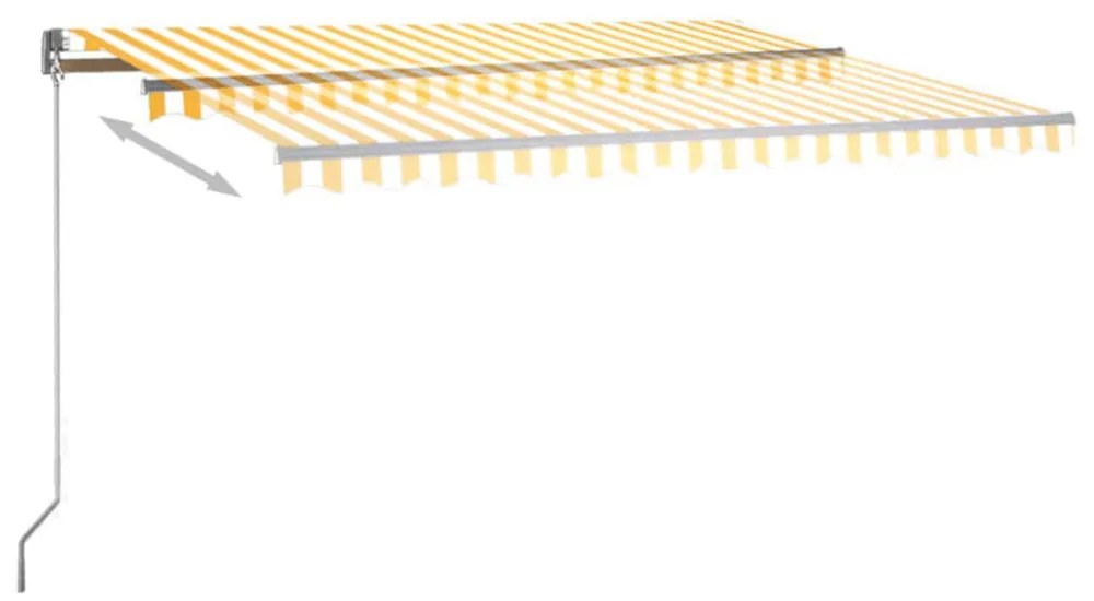 sárga-fehér szélérzékelős és LED-es napellenző 450x350 cm