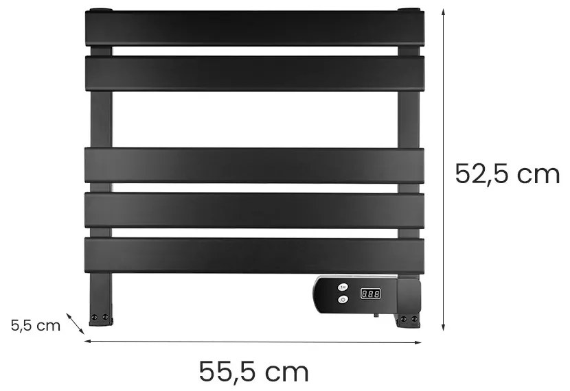 Elektromos törölközőszárító radiátor 150W fekete