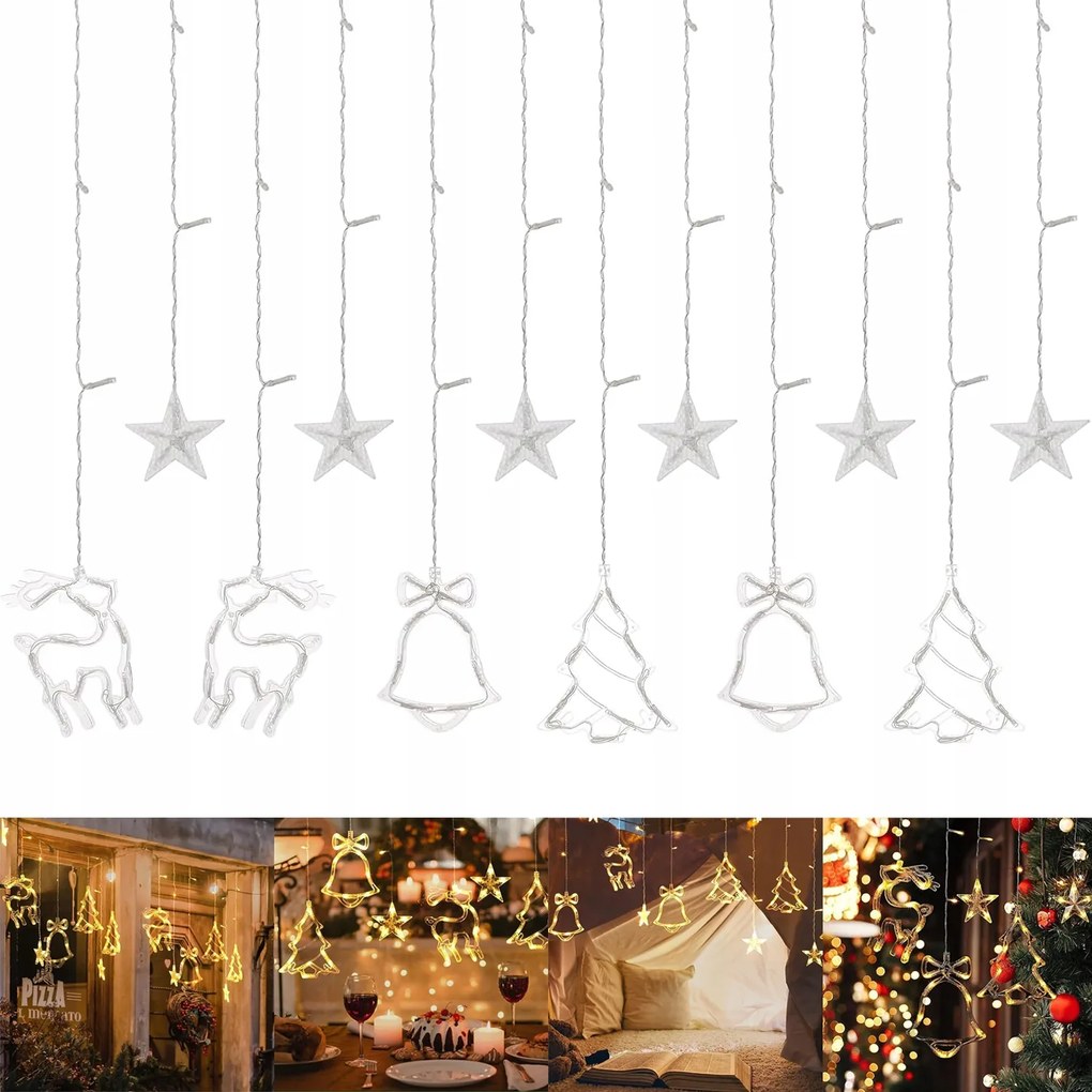 Fényfüggöny Csillagok Karácsonyi Csillagok Ablak Led Lámpák
