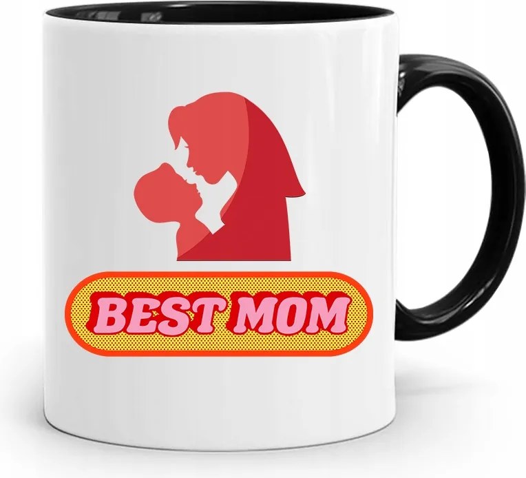 Fekete Bögre Ajándék Anyukáknak Best Mom fényképes nyomtatással