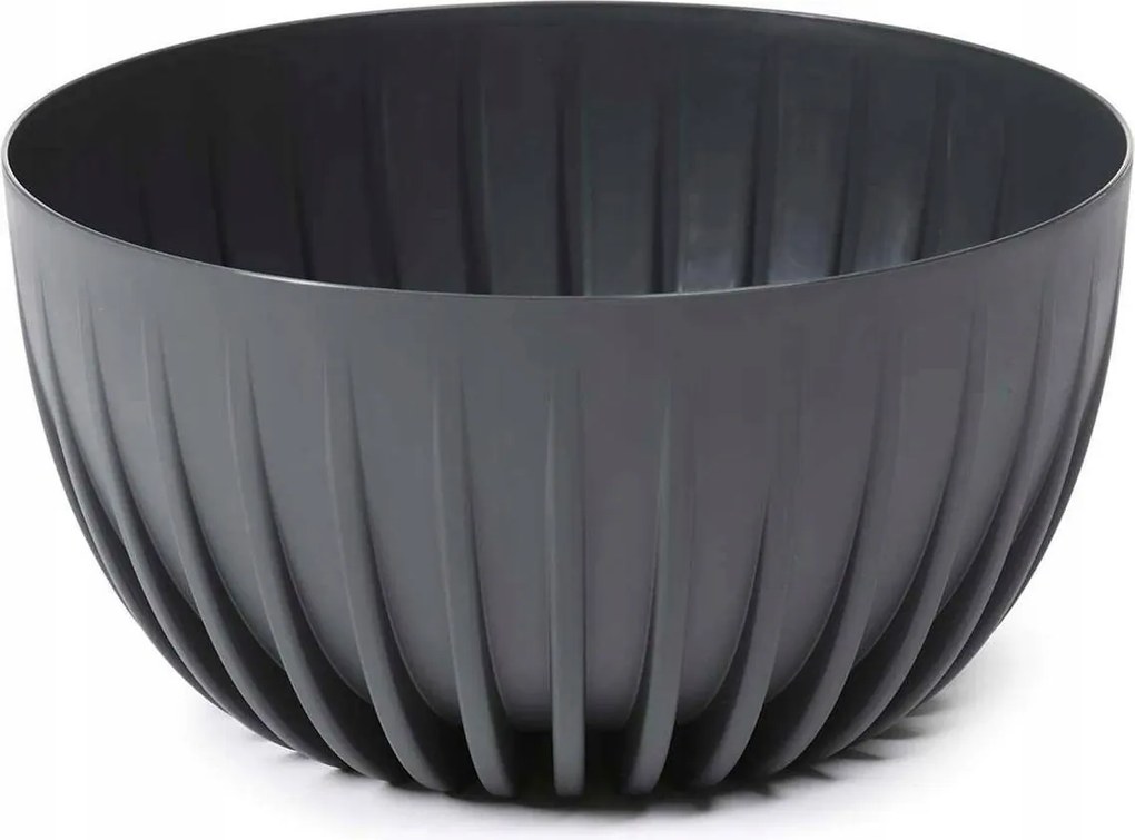 Kerek Virágtartó Fűszernövények Tál Bordázott 30cm antracit virágcserép