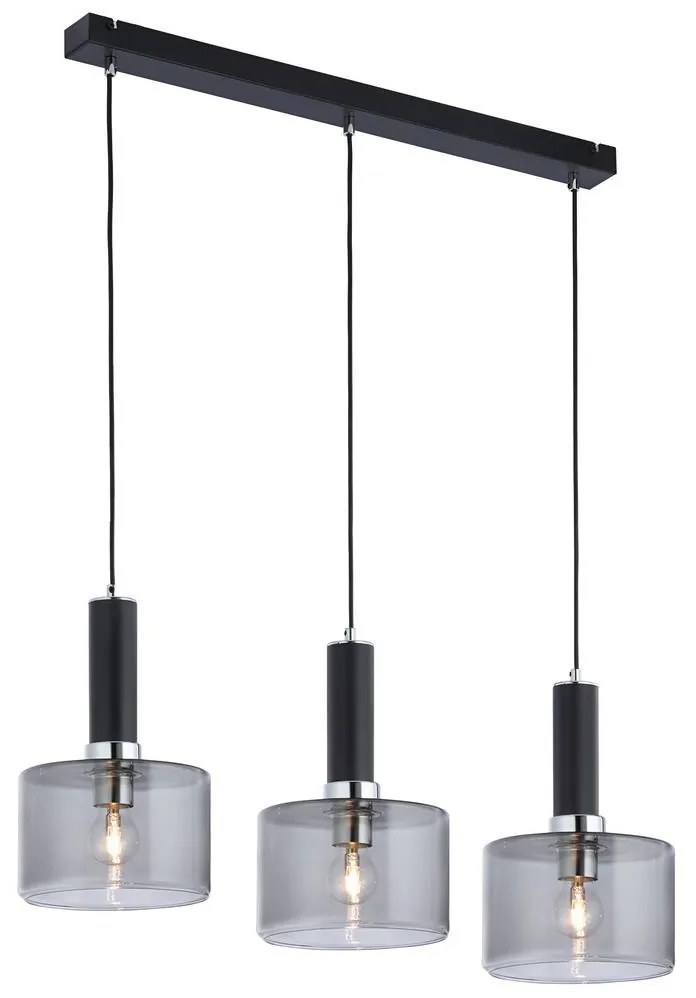 Jupiter 1860 - VA3 - Csillár zsinóron VANES 3xE27/60W/230V ezüst/fekete