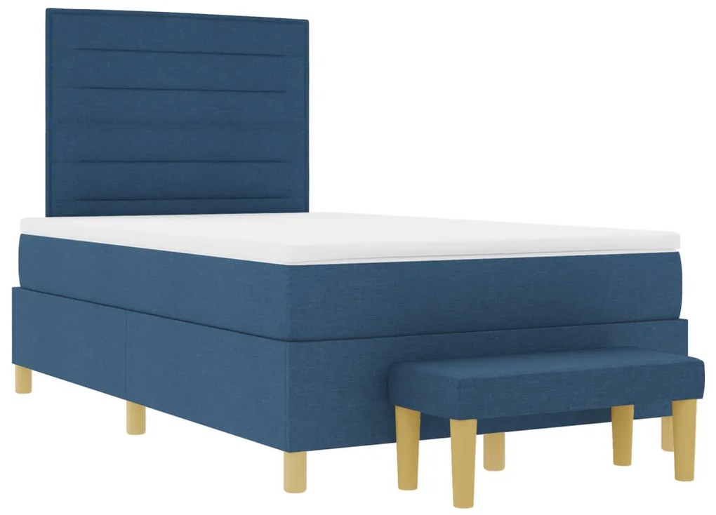 Boxspring ágy matraccal és paddal, kék, 120x200 cm, szövet
