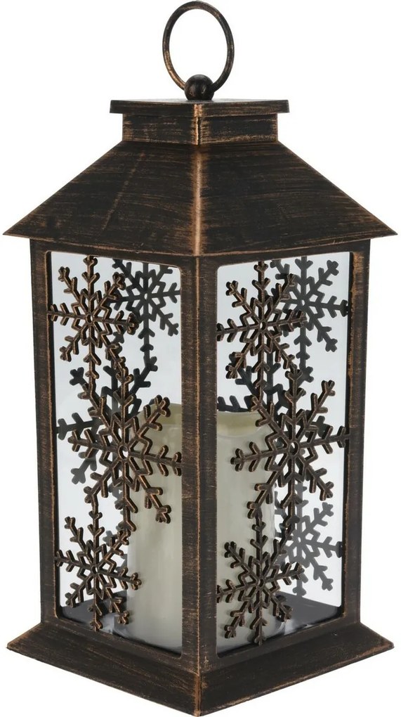 Trifle Snowflake lámpás LED gyertyával fekete, 14 x 28 cm