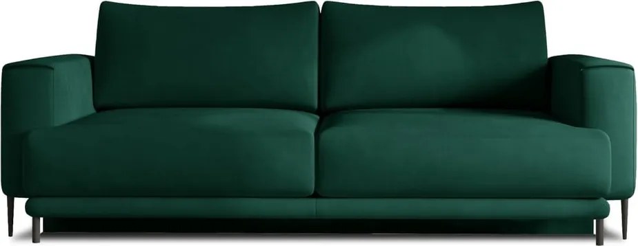 Zöld bársony kinyitható-tárolóhelyes kanapé 260 cm Dalia – ELTAP