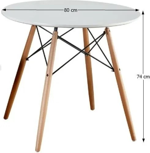 Étkezőasztal, fehér/bükk, GAMIN II NEW 80cm