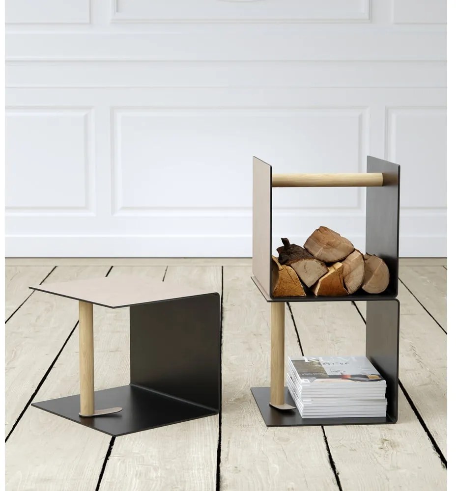 Fekete-szürke dekoratív fém-öko bőr tárolódoboz 32x38x31 cm Bull – LIND DNA