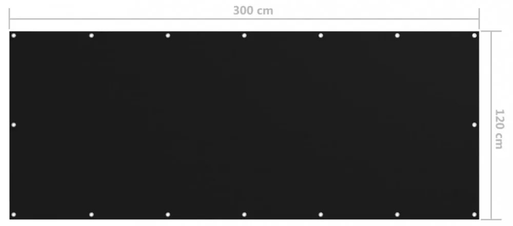 fekete oxford-szövet erkélyparaván 120 x 300 cm