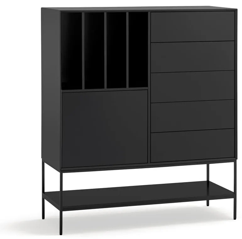 Fekete szekrény 120x140x45 cm Platt – Teulat