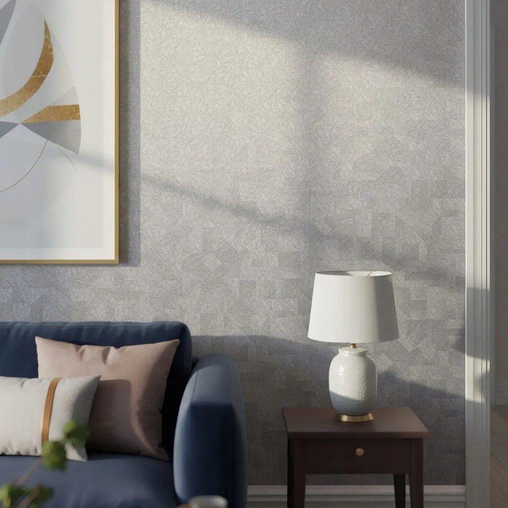 Világosszürke Vinil Tapéta Geometriai Minták Tapéta