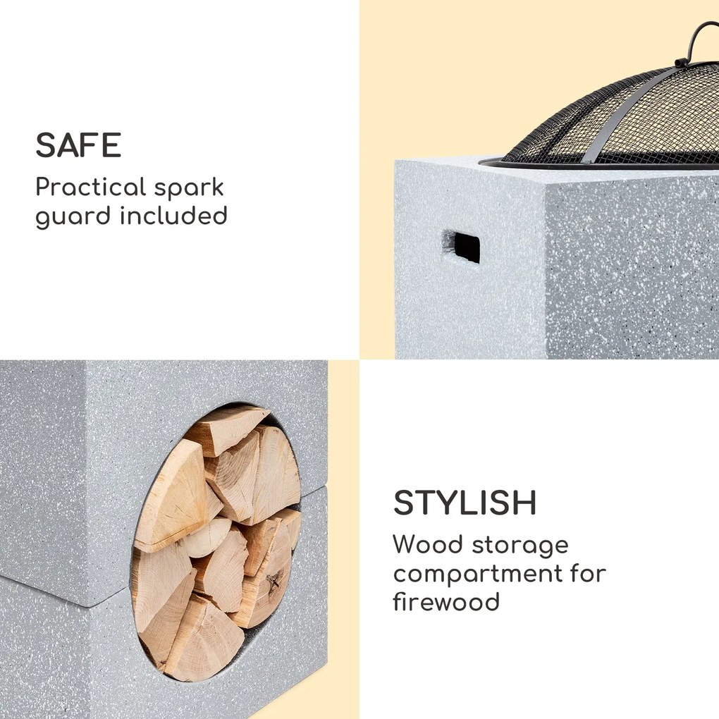 Blumfeldt Monolith, tűzrakóhely grillel, MGO és acél fedél, szikrafogó