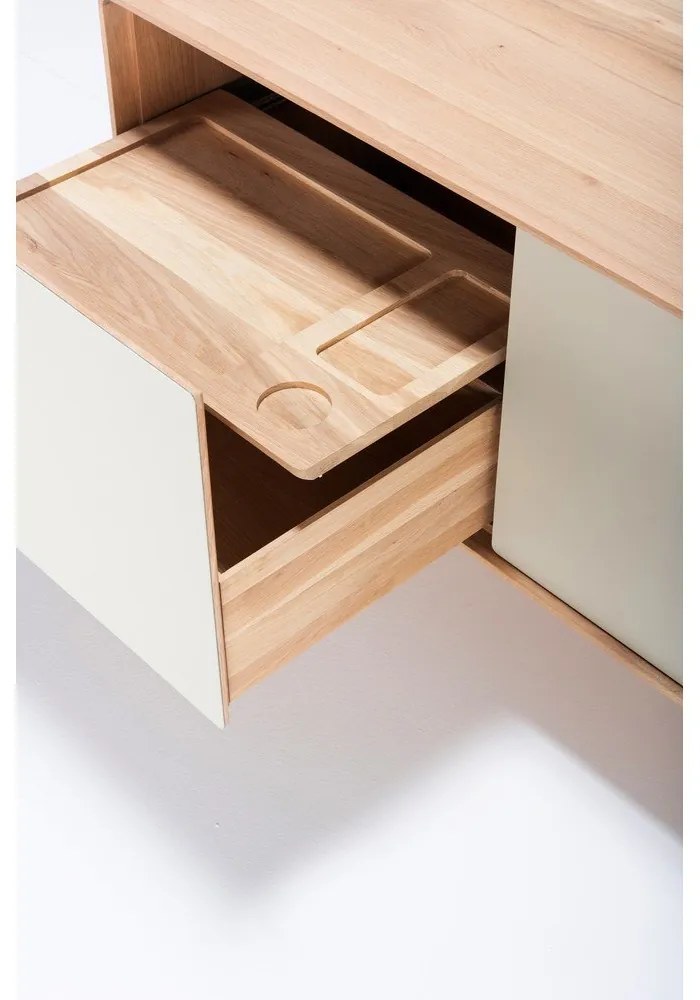 Fehér-natúr színű tölgyfa TV-állvány 180x64 cm Fina – Gazzda