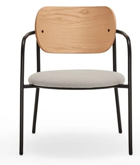 Szürke fotel tölgyfa dekorral Eclipse - Teulat