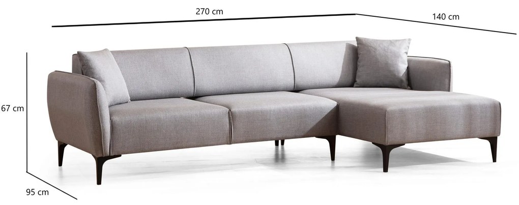Sarokkanapé Belasemma (J) (szürke + fekete). 1106786