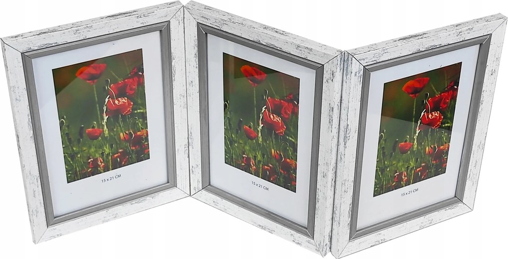 Galéria multikeret Flash fotó 15x21 cm Tripla függőleges/függőleges/függőleges Fehér