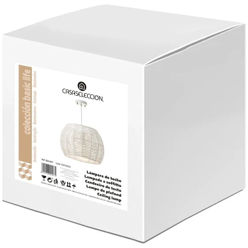 Fehér mennyezeti lámpa bambusz búrával ø 35 cm – Casa Selección