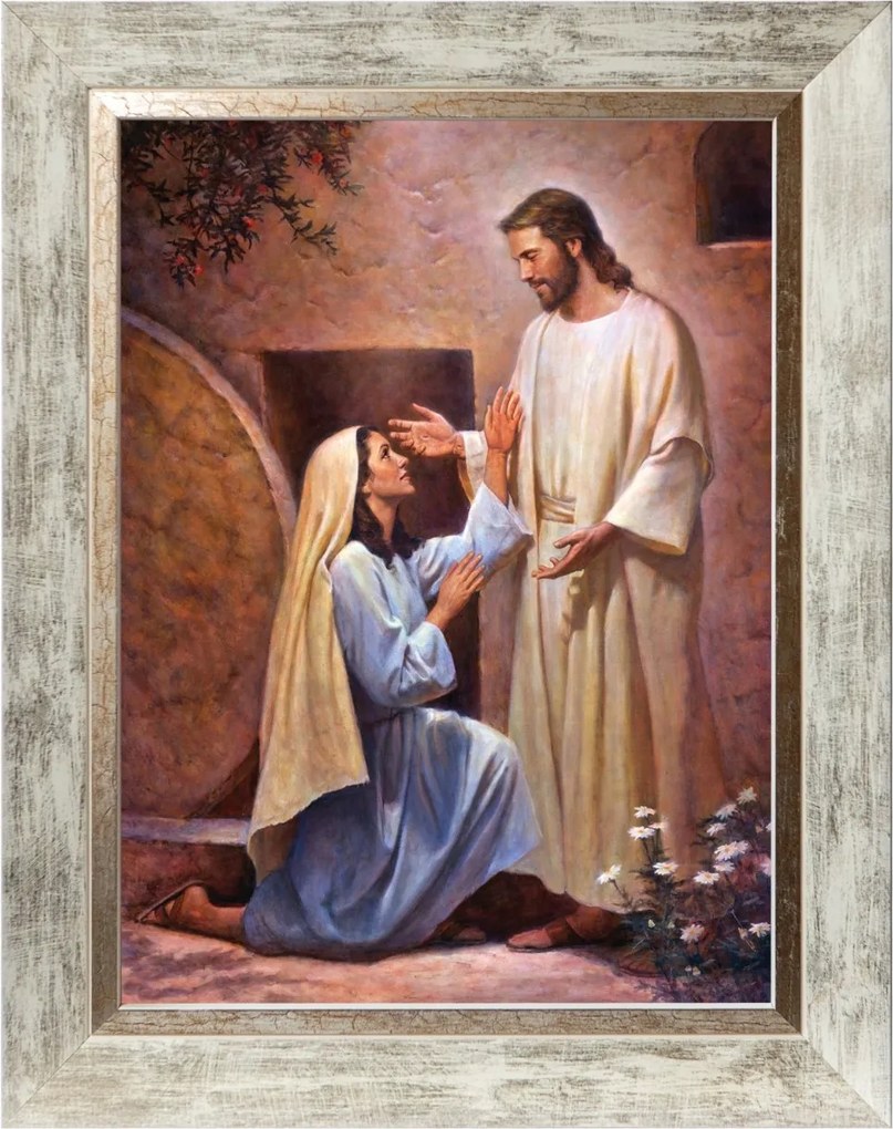 Jezus Maria Magdalena Szakrális Kép Fehér Díszkeretben 30X40