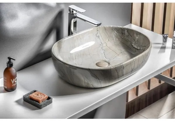 Sapho - DALMA munkalapra szerelhető mosdó 59x42 cm kerámia/grigio