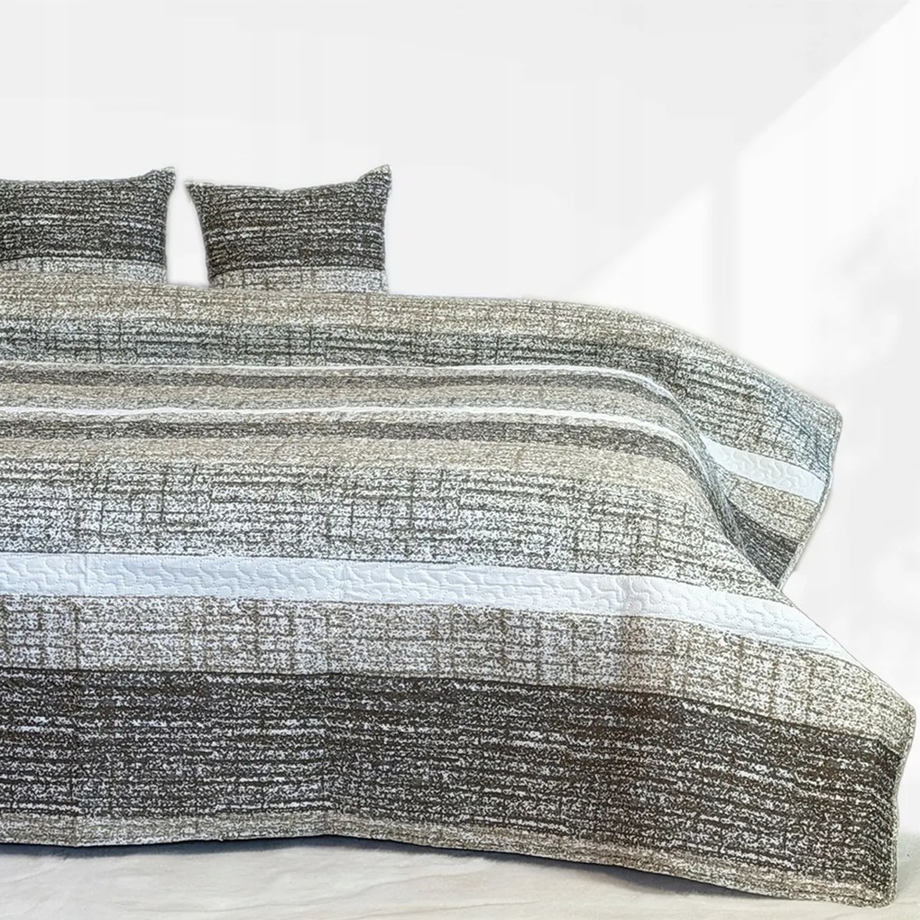 Kétoldalas ágytakaró Pléd Tavira Bézs Bronz 180x220 cm 2 párnahuzat