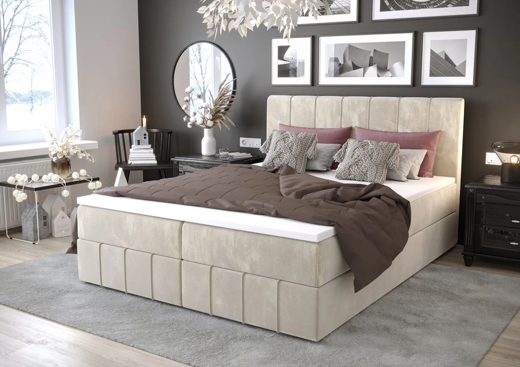 MADLEN boxspring ágy - 180x200, bézs