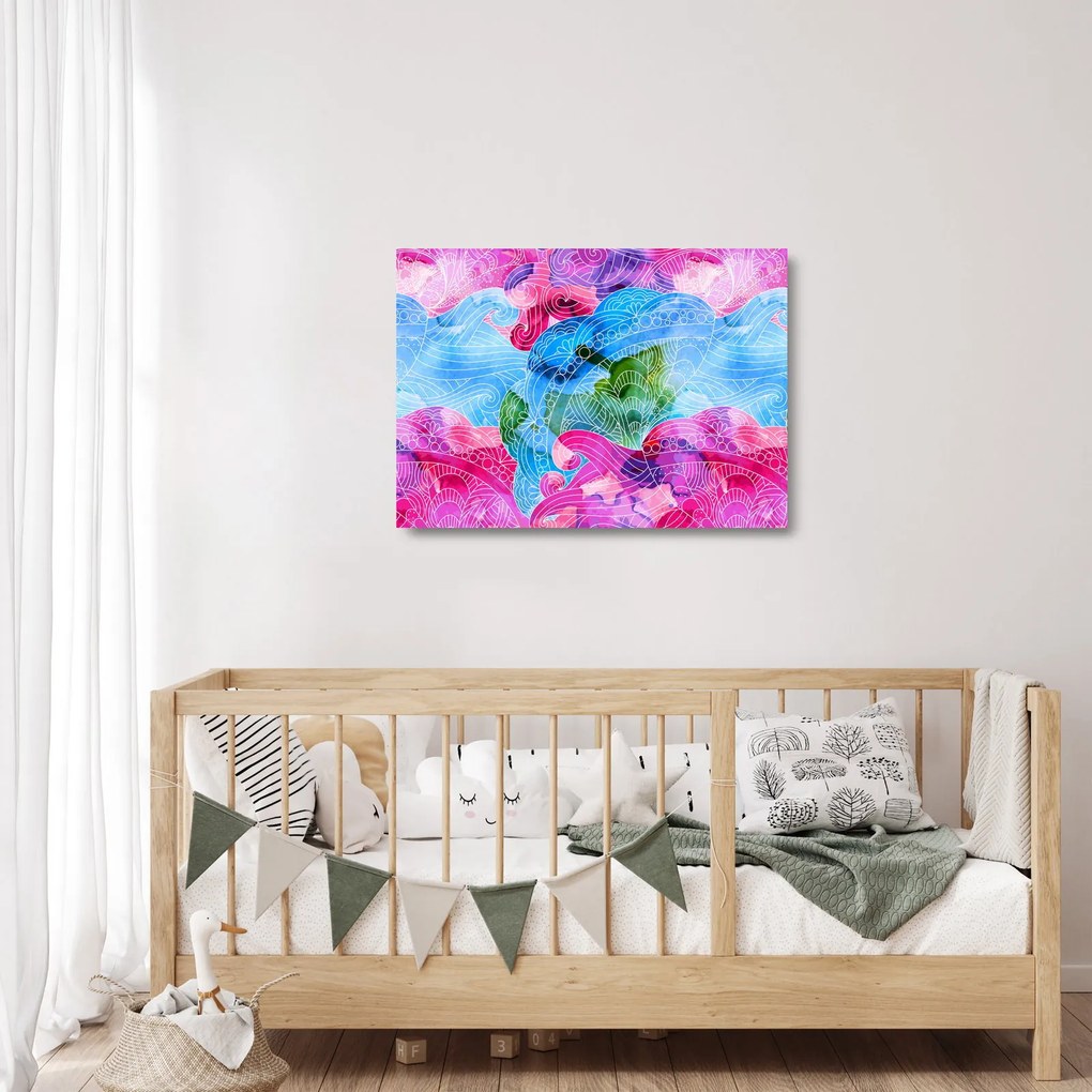 Kép - Színes hullámok (üvegen) (70x50 cm)