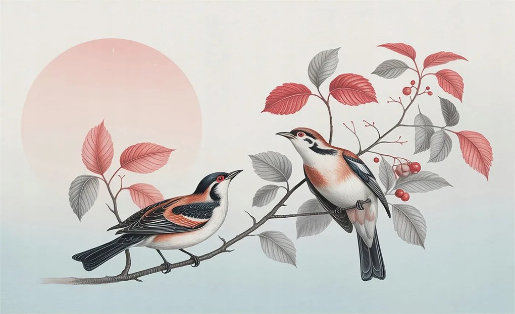 Fotótapéta Flizelin Dekoratív az irodába Ülő madarak 416x254 Ragasztó