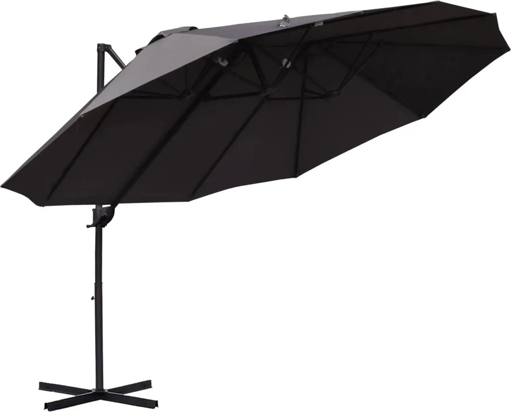 Napernyő XXL kereszttartóval, időjárásálló, 270 cm x 440 cm x 250 cm, szürke