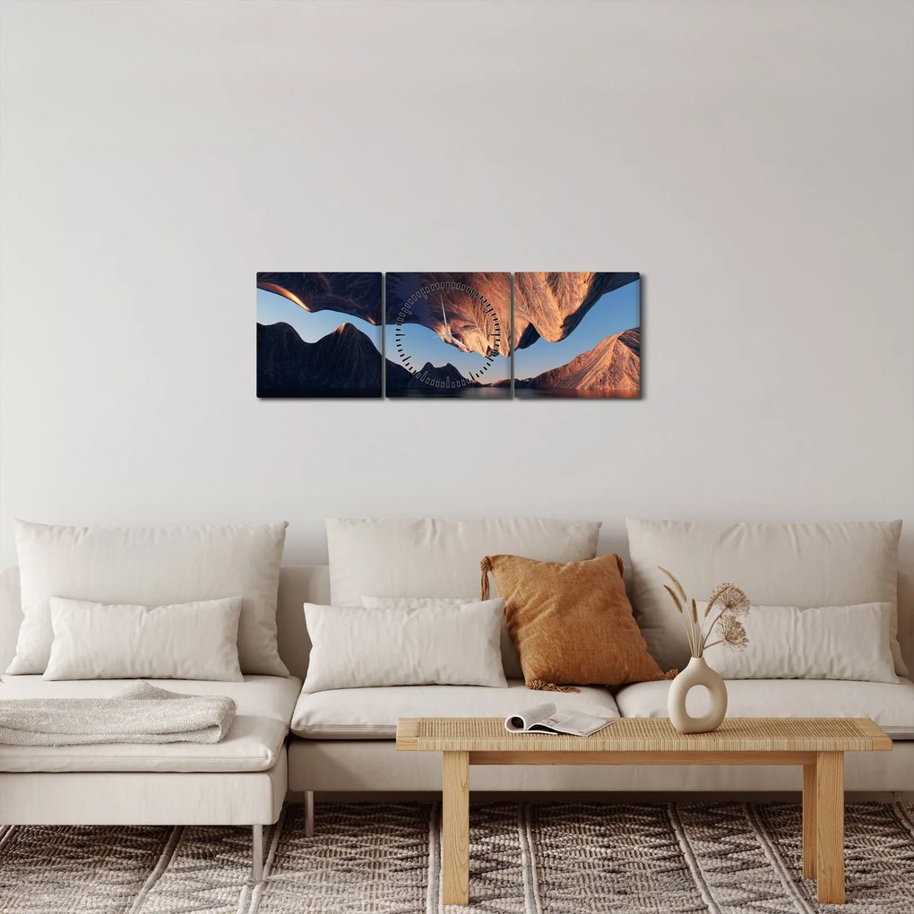 Kép - 3D sziklák (órával) (90x30 cm)