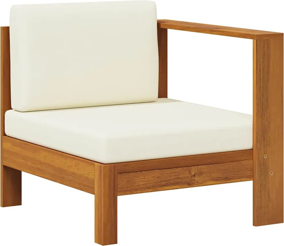 vidaXL krémfehér tömör akácfa középső kanapé 1 kartámasszal