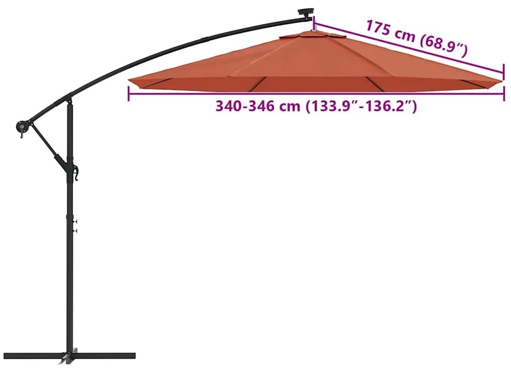 terrakotta konzolos napernyőponyva 350 cm