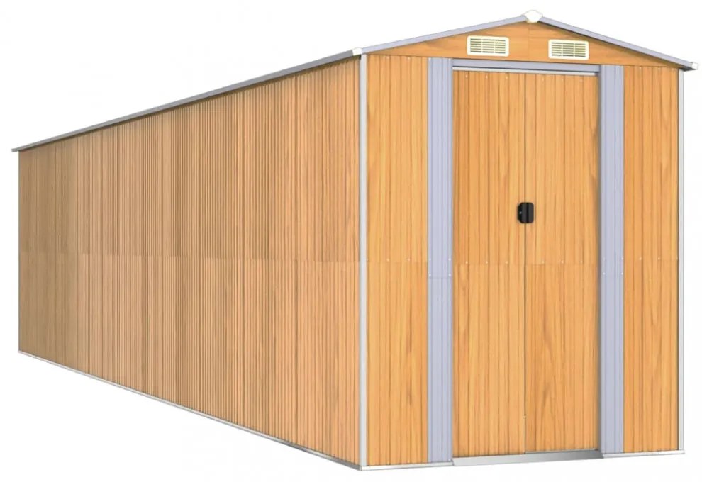 világosbarna horganyzott acél kerti fészer 192x855x223 cm